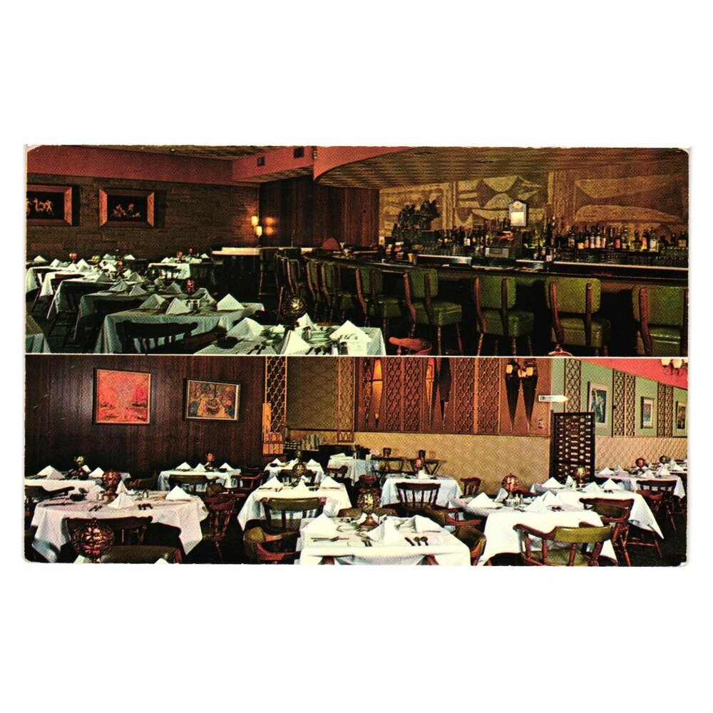 Pappys Restaurant Cocktail Lounge Postcard Washington Road Bay Vintage 1960